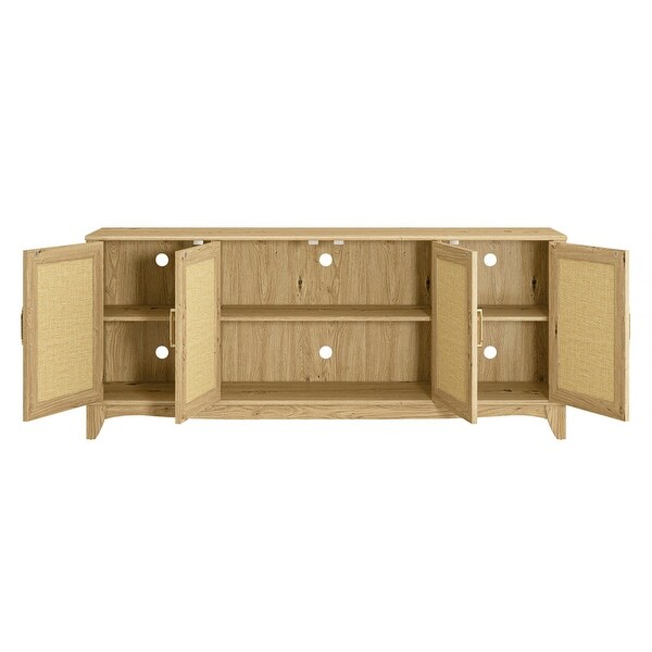 71 in. Natural Wood TV Stand for TVs up to 80 in. with Storage