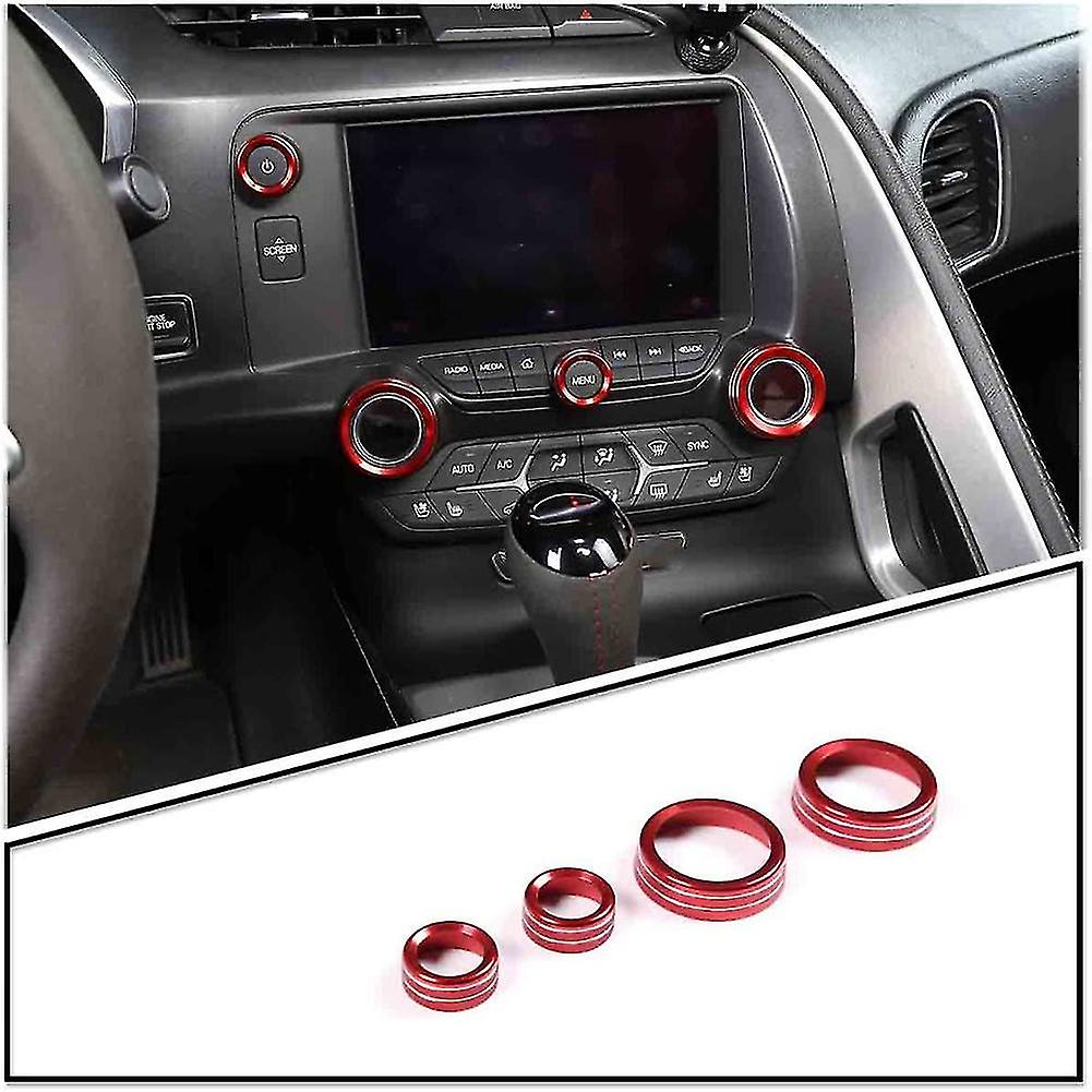 Console Ac Volume Knob Button Switch Cover For Corvette C7 2014-2019 Accessories Red