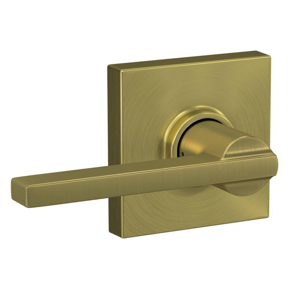 Schlage Latitude Satin Brass Passage HallCloset Door Handle with Collins Trim F10 V LAT 608 COL