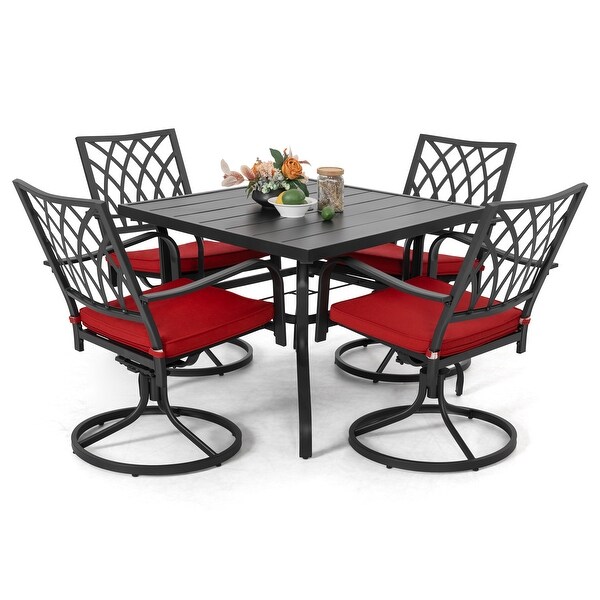 Nuu Garden Outdoor 5Piece Dining Set，Stackable Chairs and 37'' Square Dining Table