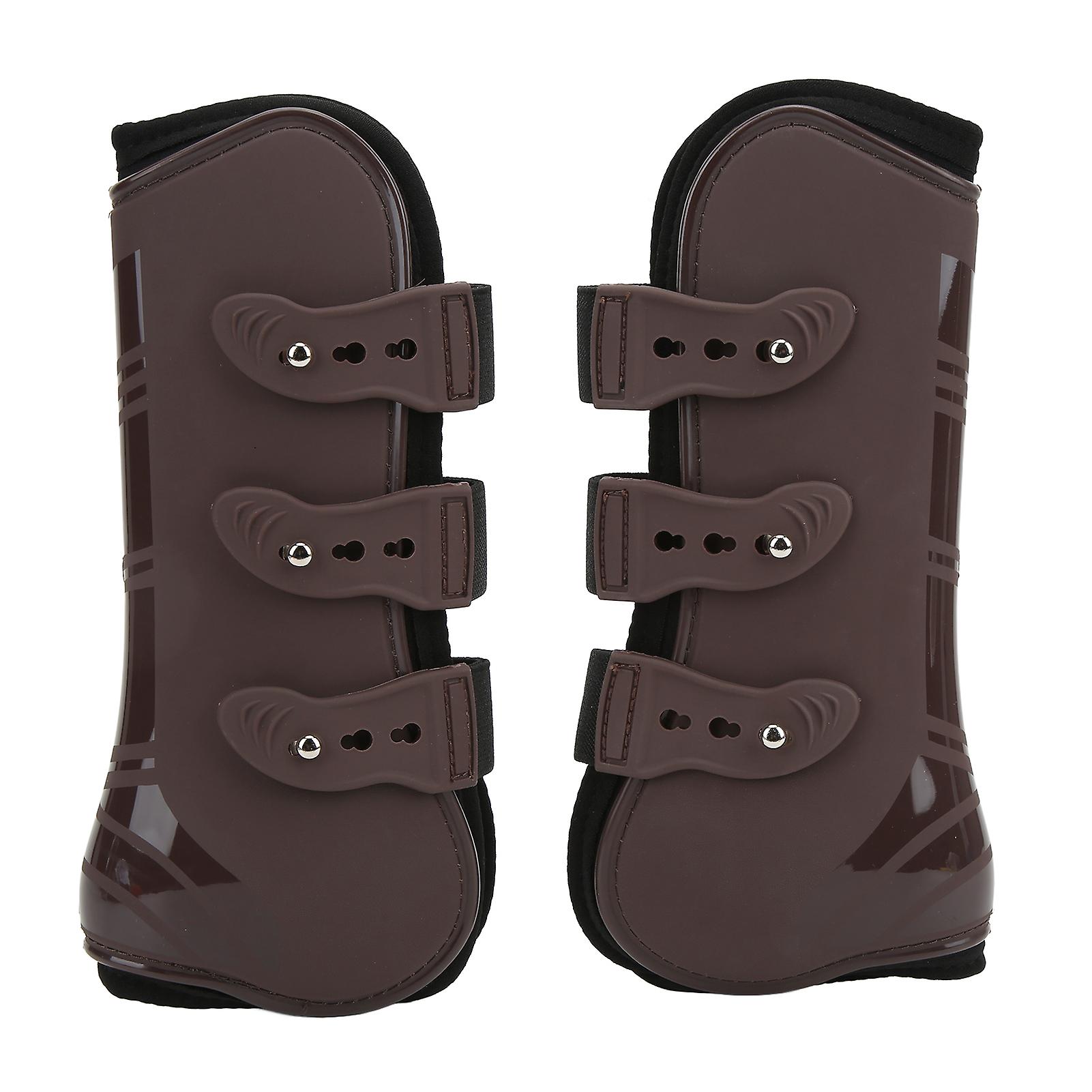 2pcs Horse Front Legs Guard Pu Neoprene Horse Leg Protective Boots For Riding Jumpingpair Of Brown Front Legs Xl