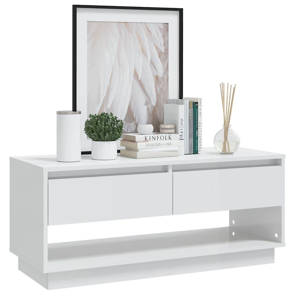 Tv Cabinet High Gloss White 102x41x44 Cm Engineered Wood