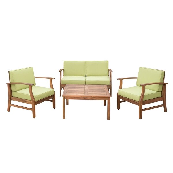 Perla Acacia 5piece Chat Set with Cushions by Christopher Knight Home