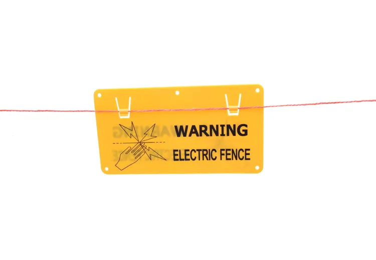 Easily assembled PP plastic high visibility yellow color electric fence warning sign with UV resistance