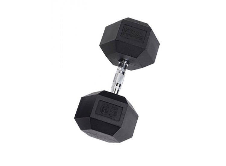 Body-Solid 65 lb Rubber Coated Hex Dumbbell