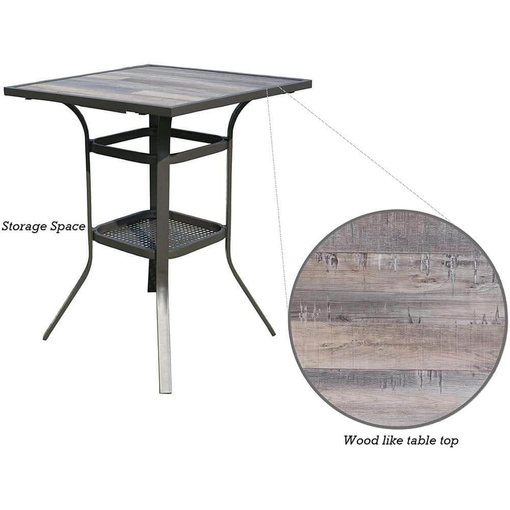 KOZYARD Isabella 36 in H Dark Brown Square Metal Frame Outdoor Bistro Table