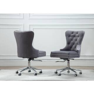 Best Quality Furniture James Dark Gray Velvet Fabric Adjustable Office Chairs OC40