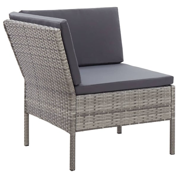 vidaXL 6 Piece Patio Lounge Set with Cushions Poly Rattan Gray