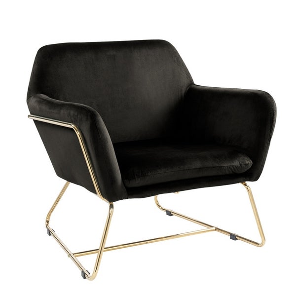 Modern Upholstered Velvet Accent Chair Armchair with Metal Base - 30