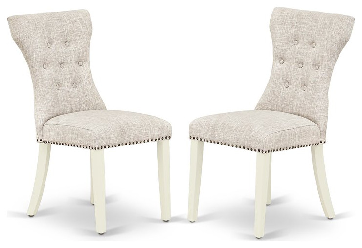 East West Furniture Gallitin 41 quotFabric Dining Chairs in White/Gray (Set of 2)   Transitional   Dining Chairs   by Homesquare  Houzz