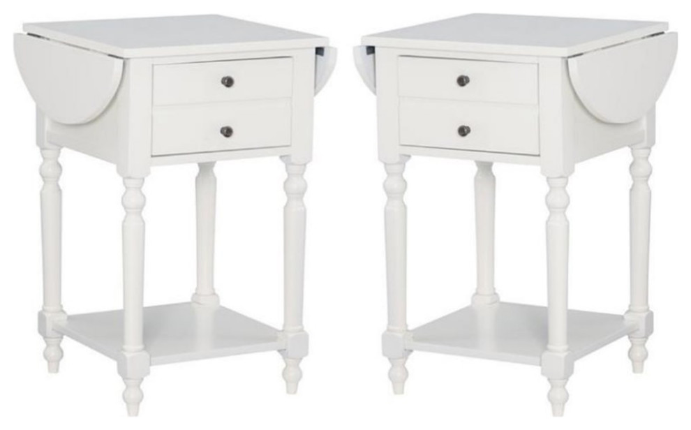 Home Square Wood Accent Table with USB in White Finish   Set of 2   Traditional   Side Tables And End Tables   by Homesquare  Houzz