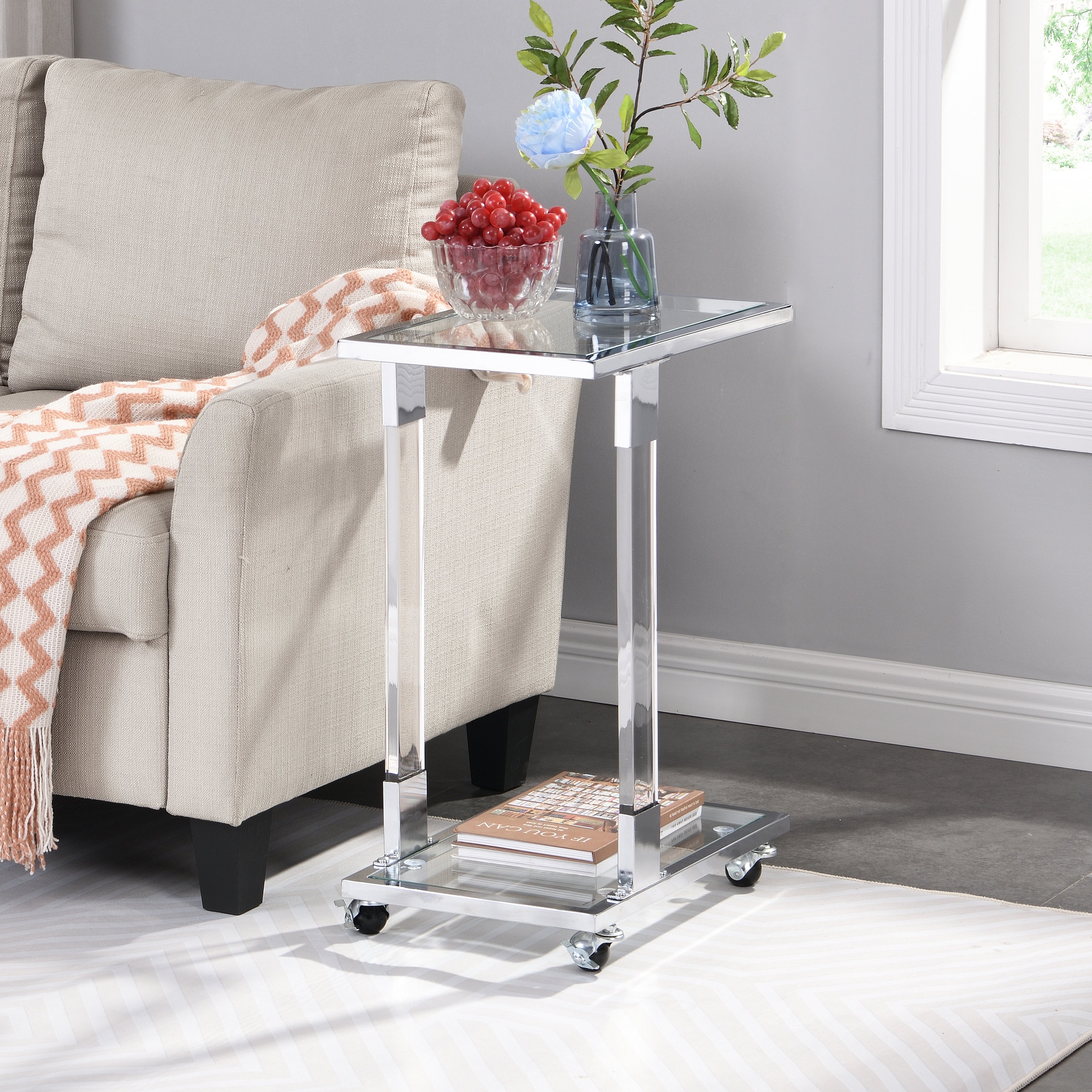 Acrylic Square Table with Metal Base