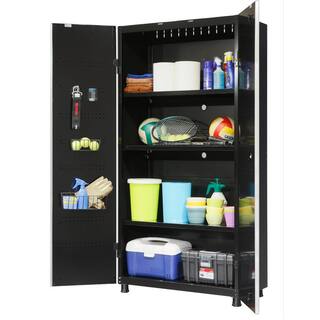 Husky Ready-to-Assemble 24-Gauge Steel Freestanding Garage Cabinet in Black (36 in. W x 72 in. H x 18 in. D) G3602T-US