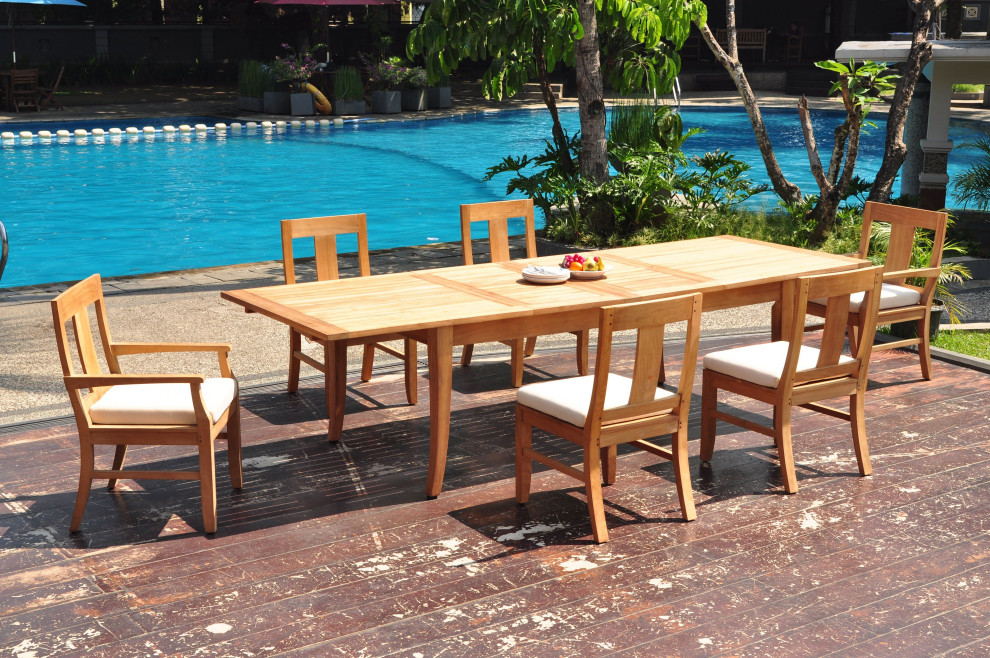 7 Piece Outdoor Teak Dining Set  122 quotX Large Rectangle Table  6 Osbo Chairs   Transitional   Outdoor Dining Sets   by Teak Deals  Houzz