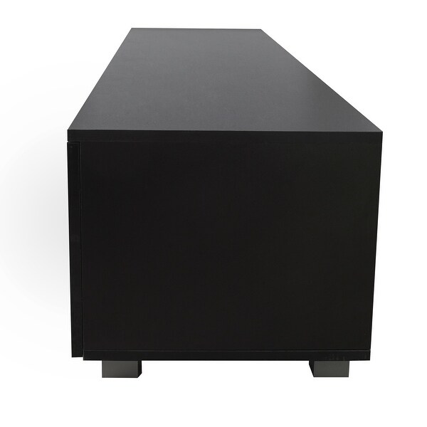 Black TV Stand Media Entertainment Center Console Table with 2 Storage Cabinet， Open Shelves for 70