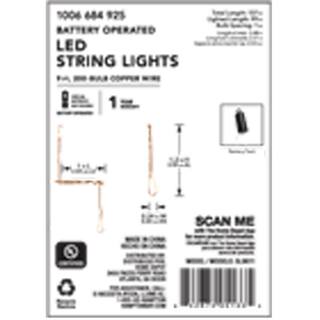 Hampton Bay OutdoorIndoor 9 ft. Battery Operated 200 Micro Bulbs LED Willow String Light SL9611