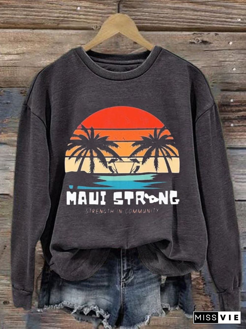 Women'S Maui Strong Print Long Sleeve Sweatshirt