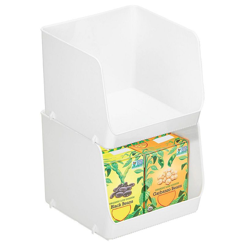 mDesign 7.5 x 7.5 x 6.25 Stackable Plastic Food Storage Bin， Open Front， 2 Pack