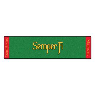 FANMATS MIL - U.S. Marines Green 1 ft. 6 in. x 6 ft. IndoorOutdoor Golf Practice Putting Green 9576