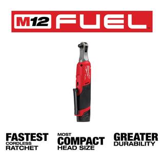 MW M12 FUEL 12V Li-Ion Brushless Cordless High Speed 38 in. Ratchet and M12 FUEL High Speed 14 in. Ratchet Combo Kit 2567-22-2566-20