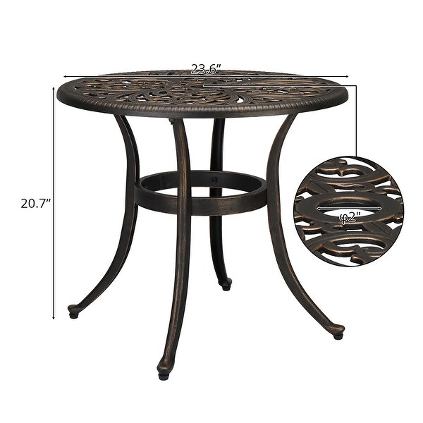 23.6inch Round Side Table，Garden Cast Aluminum Table