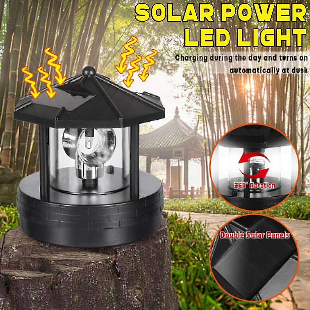 360 Degree Rotating Solar Led Lighthouse， Led Solar Light， Waterproof