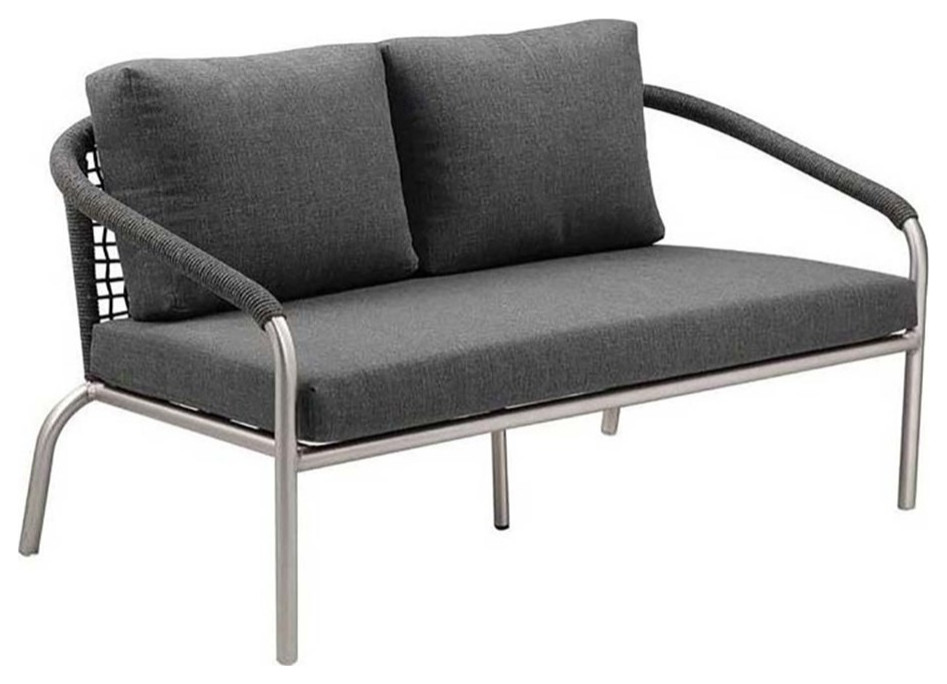 Pangea Home Chelsea Two Seater Modern Aluminum Sofa in Slate Gray   Beach Style   Loveseats   by Homesquare  Houzz