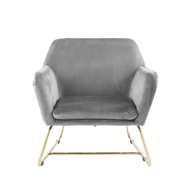 Modern Upholstered Velvet Accent Chair Armchair with Metal Base - 30