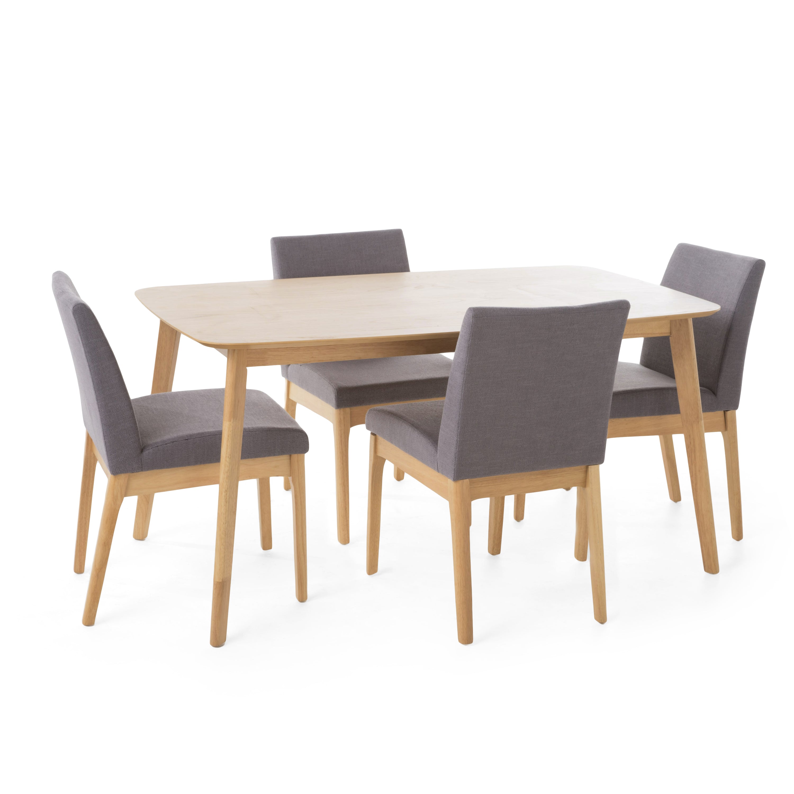 Katherine Mid Century Fabric & Wood Finish 5 Piece Dining Set