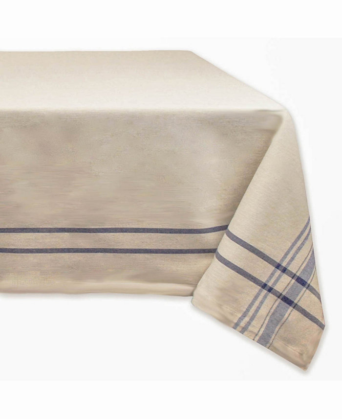 Design Imports Chambray French Stripe Tablecloth 60 x 84