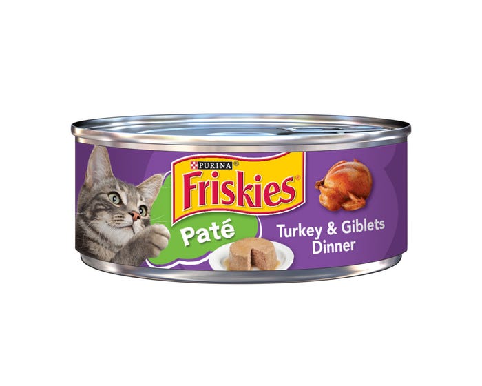 Purina Friskies Pate Turkey  Giblets Dinner Wet Cat Food， 5.5 oz. Can