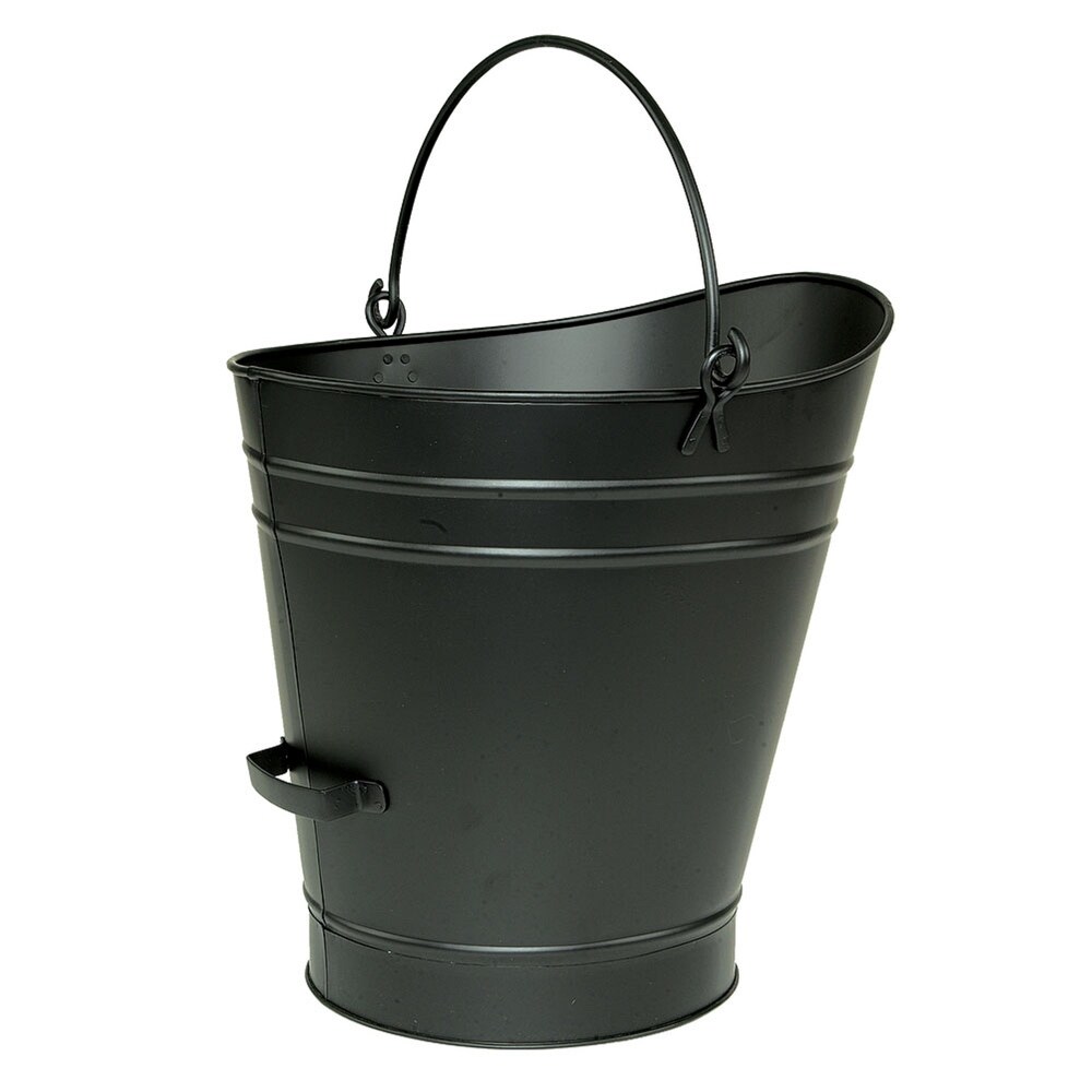 Minuteman International Traditional Galvanized Steel Round Large Pellet Bucket w/Handles  18 Inch Tall  Black