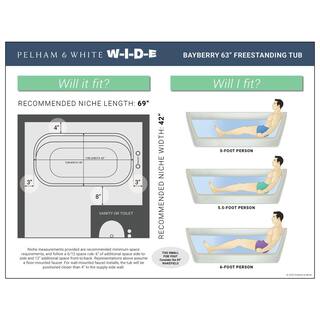 PELHAM  WHITE Bayberry 63 in. Acrylic Oval Freestanding Bathtub in White Drain in White PW82088-W