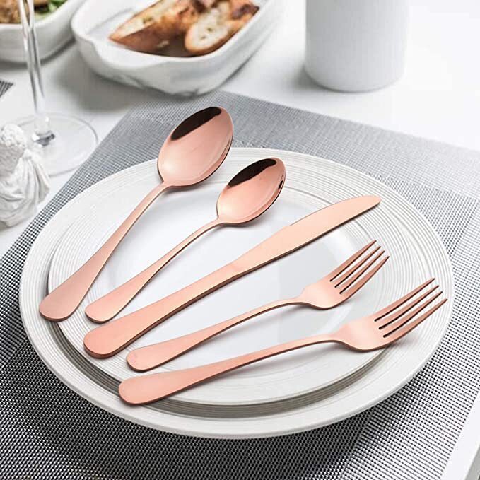 48-Piece Copper and Silverware Set