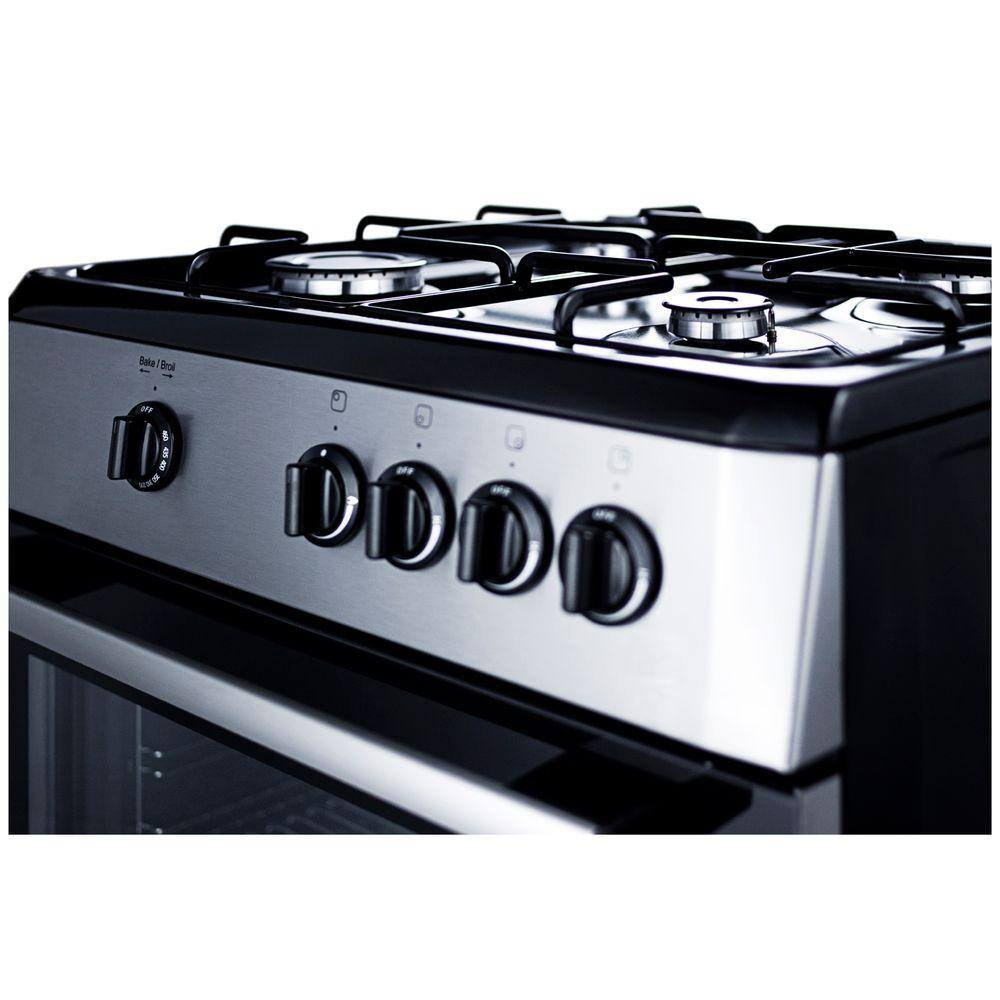 Summit Appliance 24 in. 2.7 cu. ft. Slide-In Gas Range in Stainless Steel and Black PRO24G