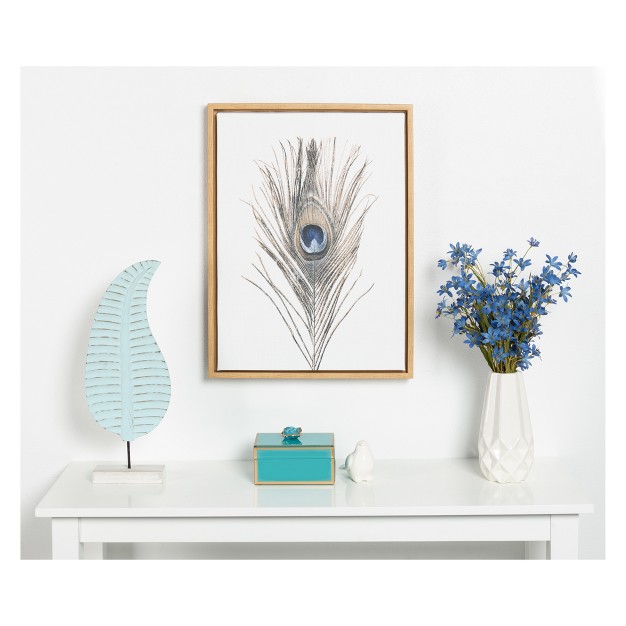 X 24 quot Sylvie Peacock Feather Framed Canvas By Simon Te Tai Natural Kate And Laurel