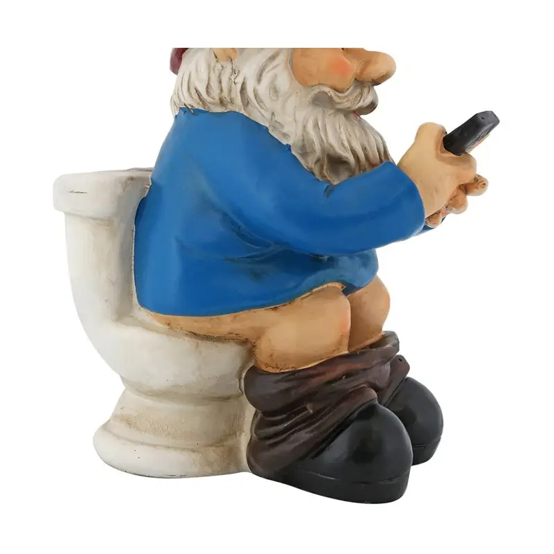 Factory Supply Customized Funny The Garden Gnome on The Throne Reading Phone For Outdoor Lawn Decoration