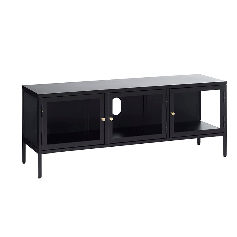 CARMEL 3 Glass Doors Entertainment TV Unit 132cm - Black