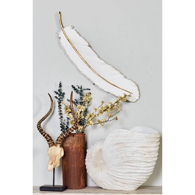 Polystone Bird Feather Wall Decor White Cosmoliving By Cosmopolitan