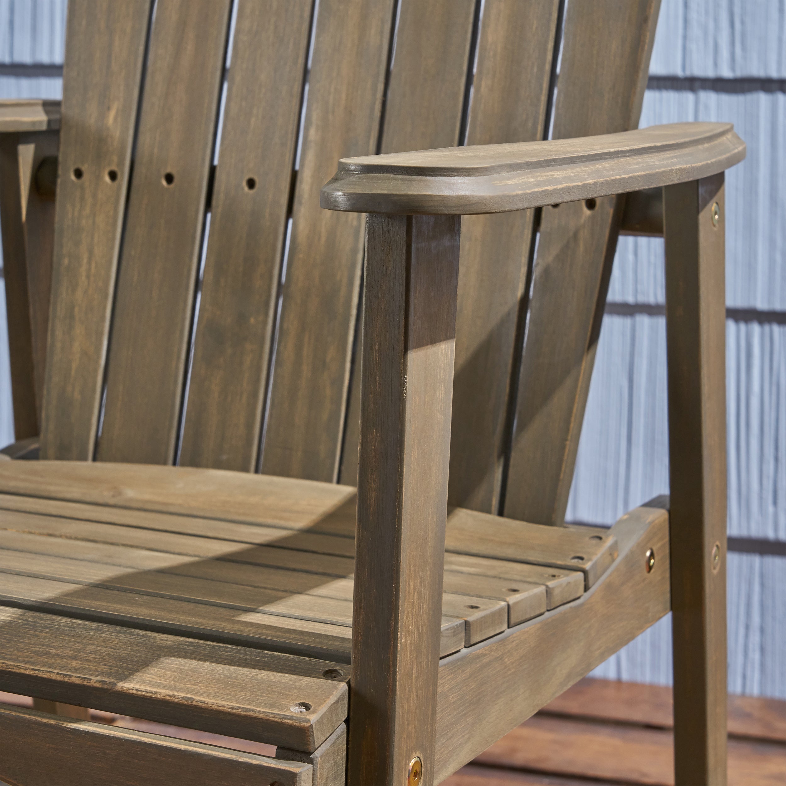 GDF Studio Cartagena Outdoor Acacia Wood Adirondack Dining Chairs, Set of 2, Gray