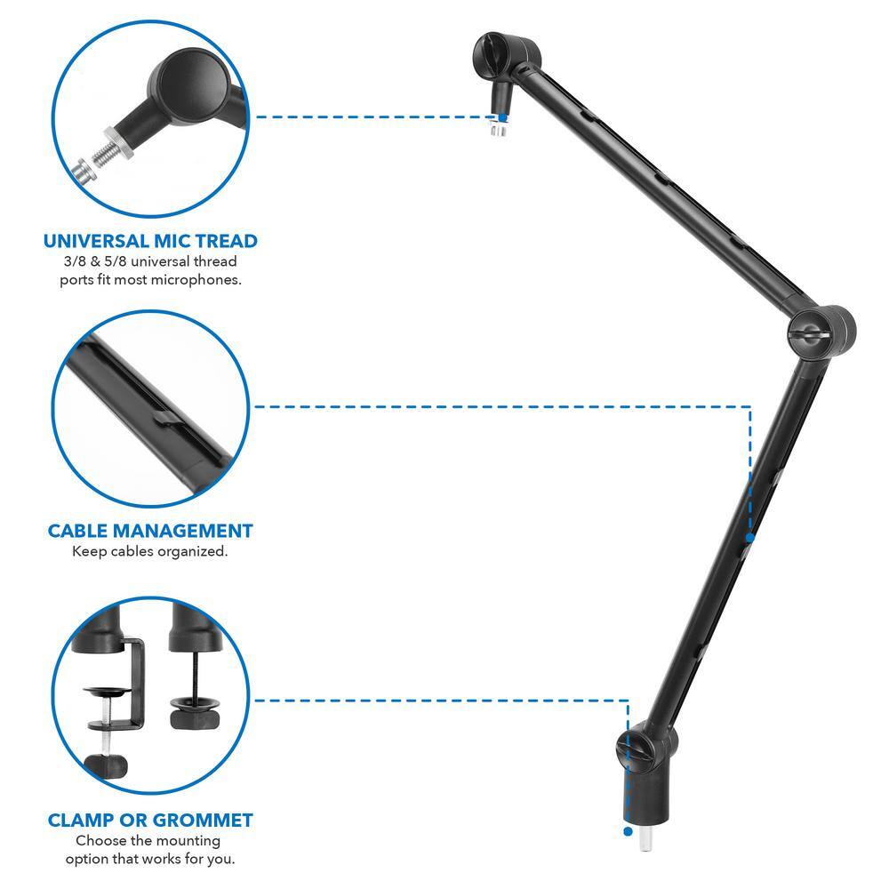 mount-it! 37.4 in. Black Adjustable Microphone Boom Arm MI-7610