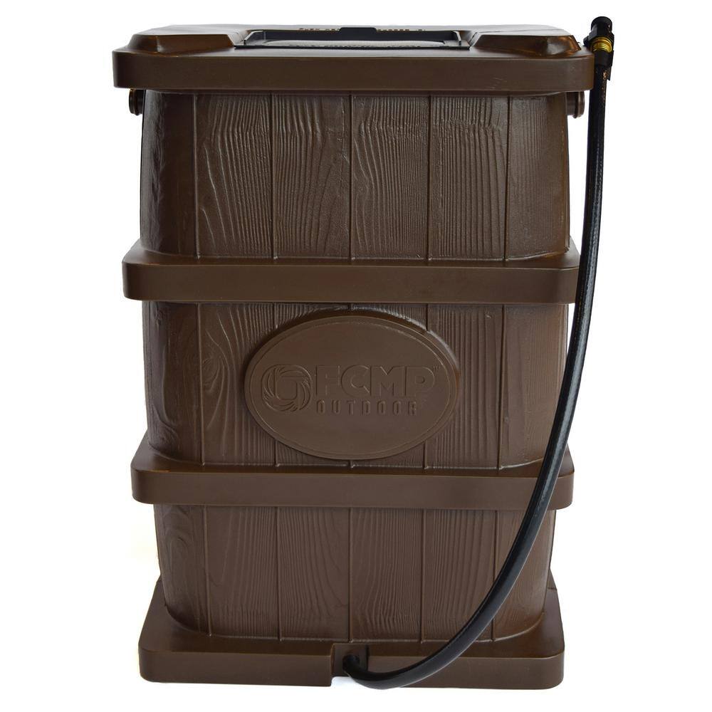 FCMP Outdoor 45 Gal. Woodgrain Rain Barrel in Brown WG4000-BRN