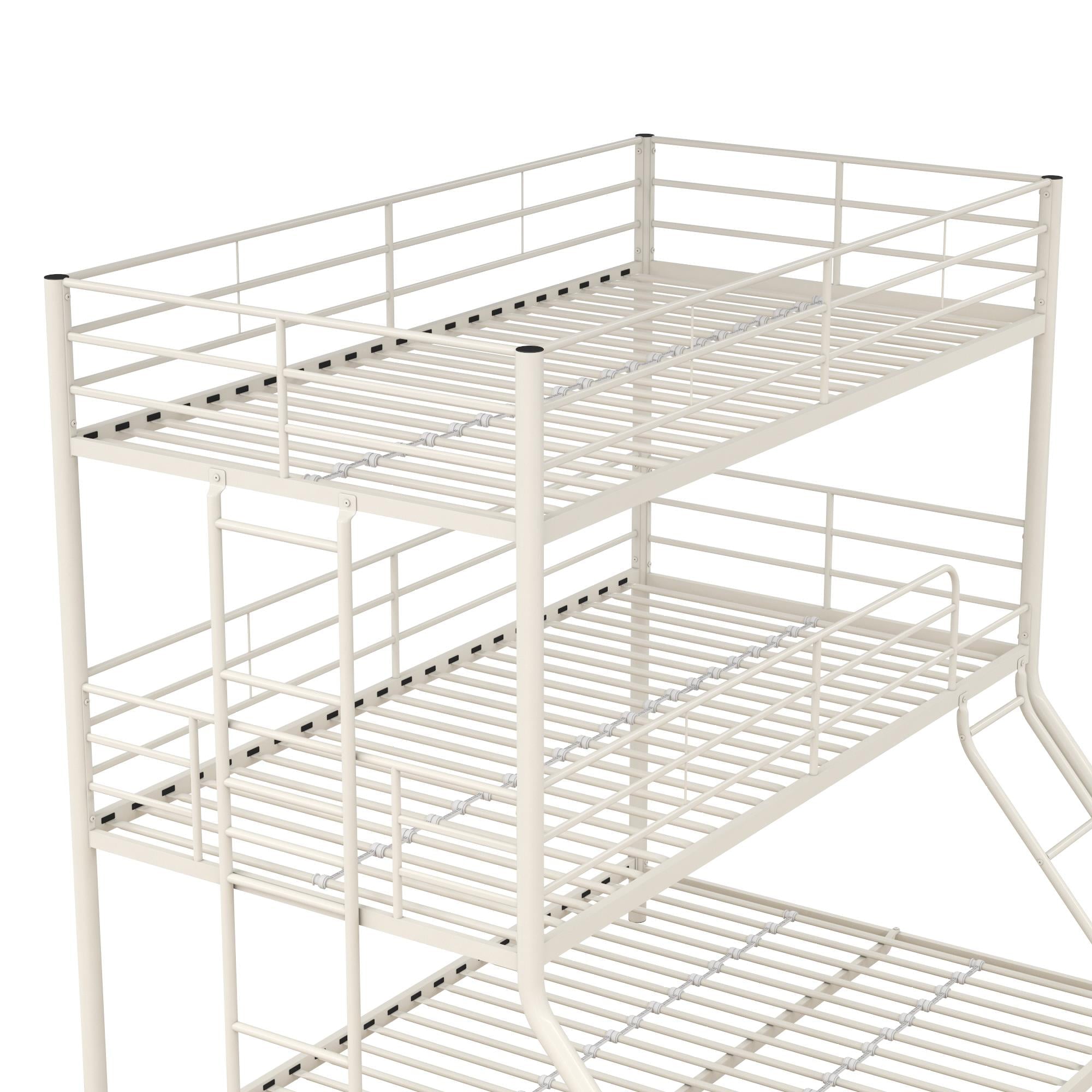 DHP Everleigh Triple Metal Bunk Bed, Twin/Twin/Full, Bed for Kids, Off White