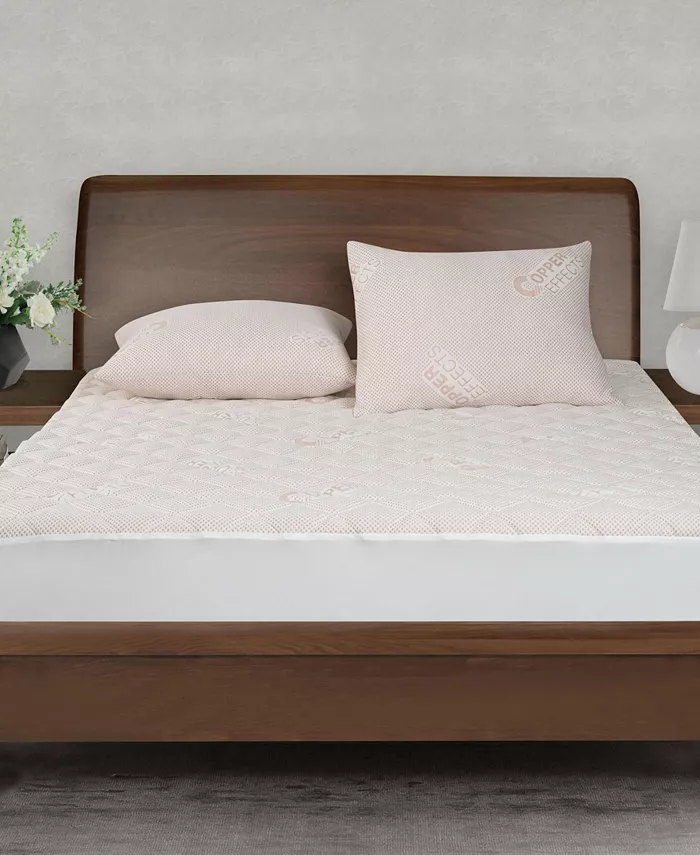 All-In-One Copper effects Fitted Mattress Pad， Queen