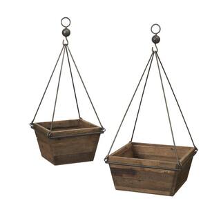 GERSON INTERNATIONAL S2 Assorted Wood and Metal Planters 2635530EC