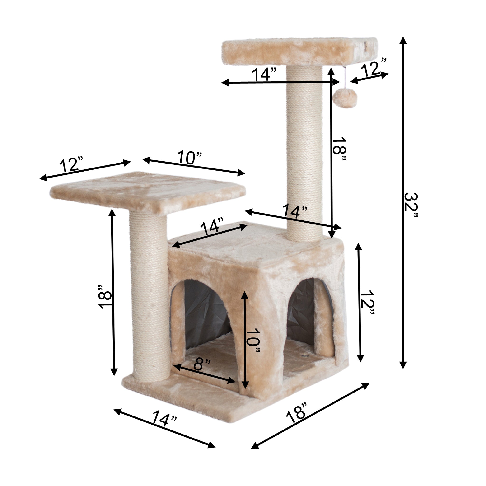 Armarkat Classic real wood Cat Tree A3207， 32-inch Beige