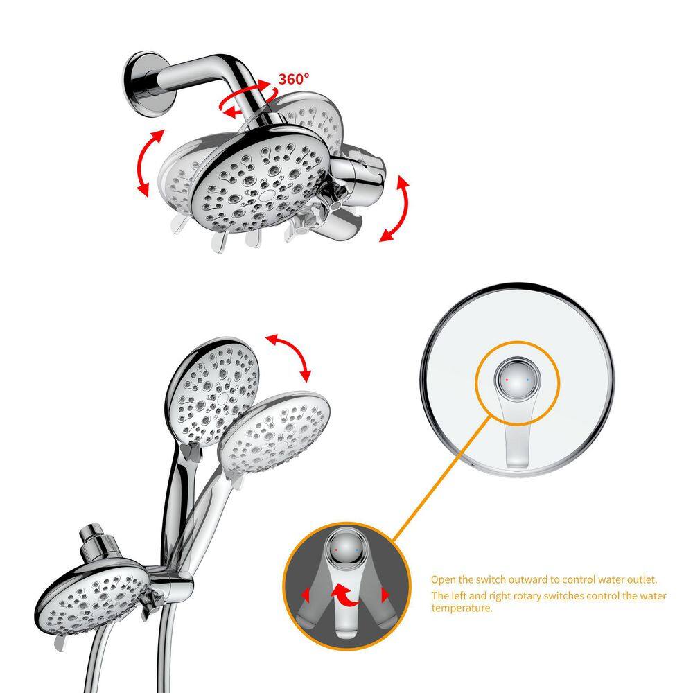 GIVING TREE 2-In-1 Single-Handle 11-Spray Tub and Shower Faucet Handheld Combo with 4 in. Shower Head in Chrome(Valve Included) HDFFBT703HC-CH