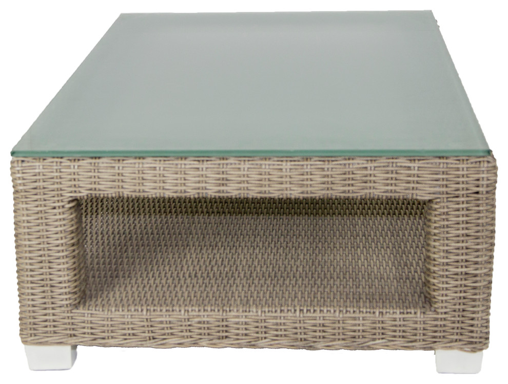 Palisades Outdoor Coffee Table With Tempered Glass Top   Tropical   Outdoor Coffee Tables   by Patio Heaven  Houzz