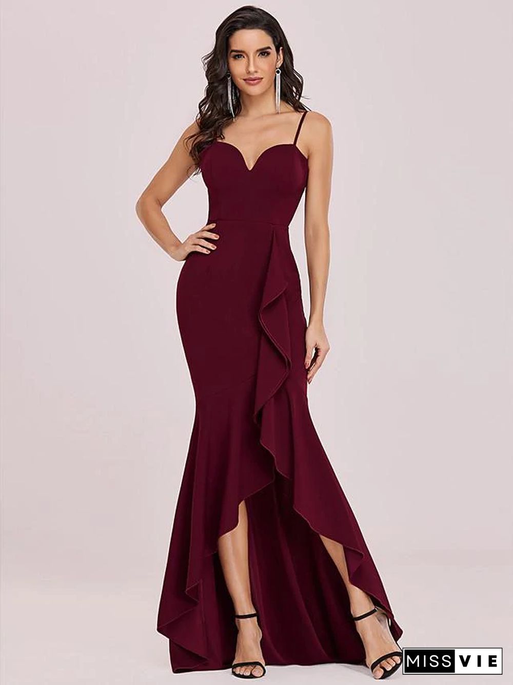 Women's Trumpet / Mermaid Dress Maxi long Dress Sleeveless Solid Color Fall Spring Formal Sexy Red S M L XL XXL 3XL 4XL