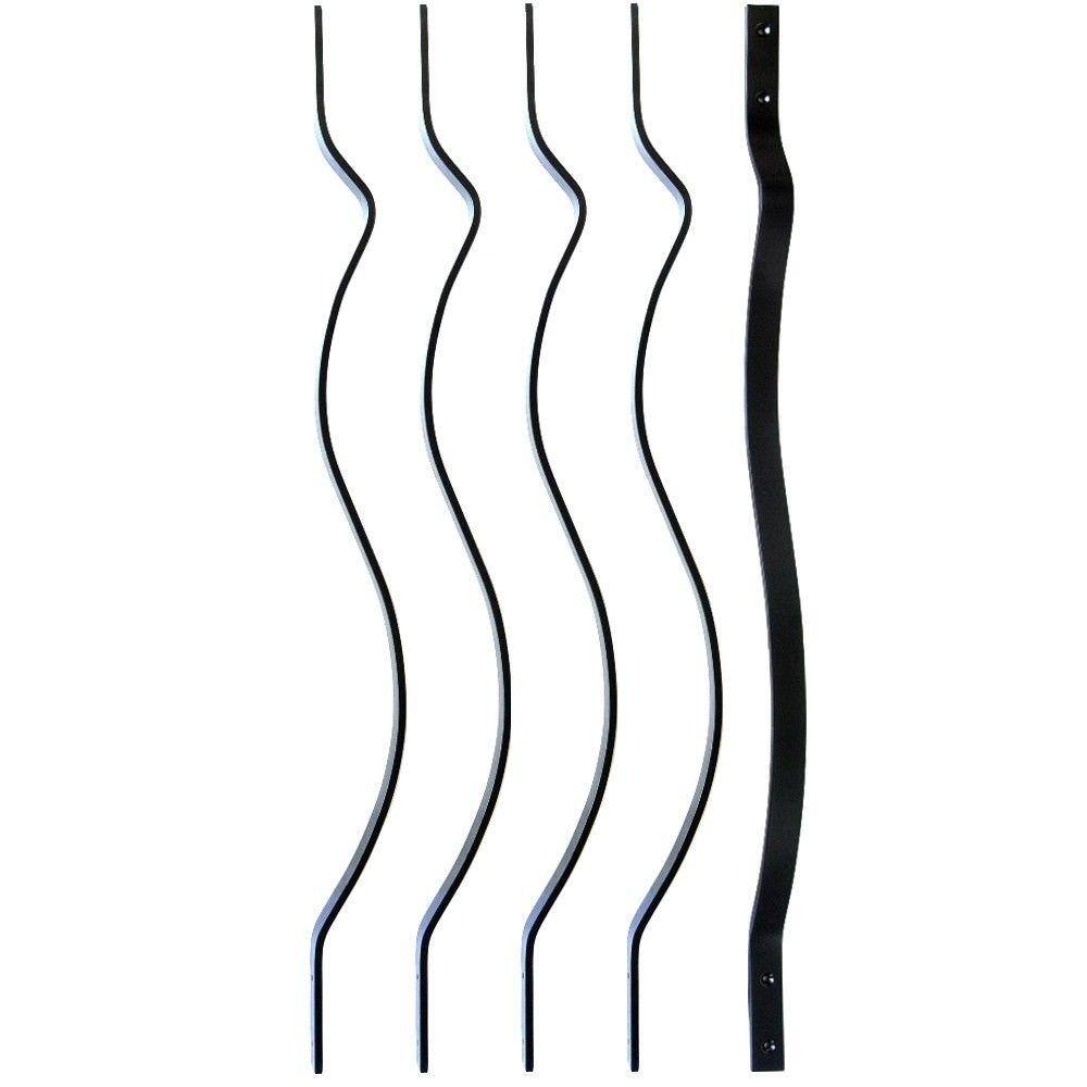 Pegatha 32-14 in. x 1 in. Black Aluminum European Style Deck Railing Baluster (5-Pack) 50030006